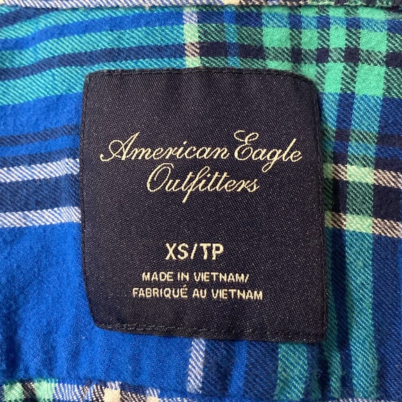 Forever 21 Blue Plaid Button Down Flannel Shirt, Size XS - Picture 7 of 8